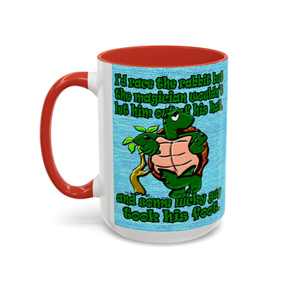 turtle race - Accent Mug (faded dark blue)