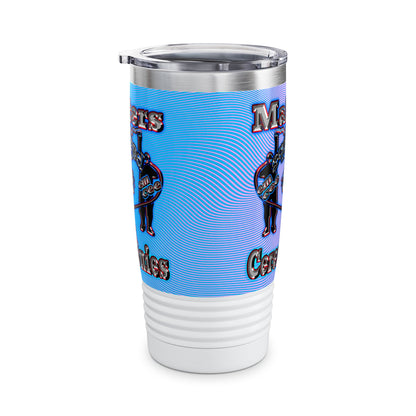 em cee squared - Ringneck Tumbler, 20oz (light blue-purple wave)