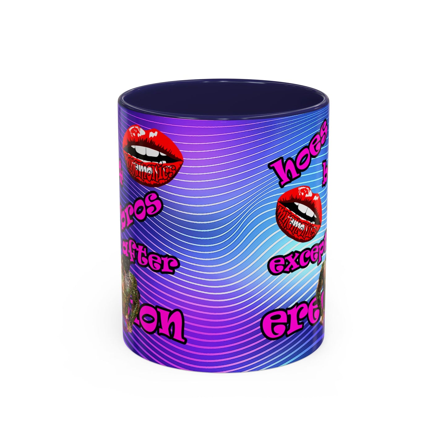 hoes b4 bros - Accent Mug (purple wave)