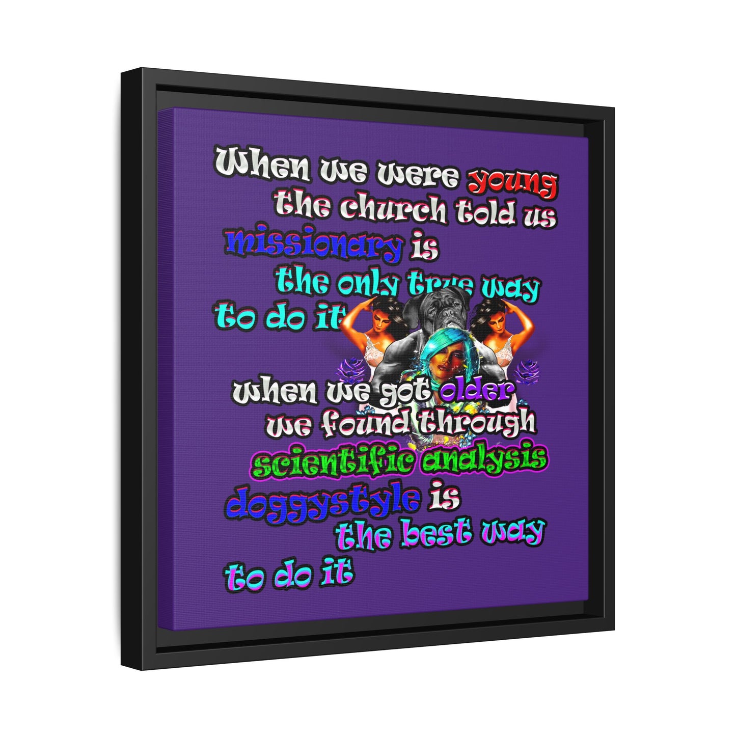 doggystyle - framed canvas art (purple)