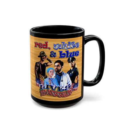 rw&b lives matter - Black Mug (butterscotch wood finish)