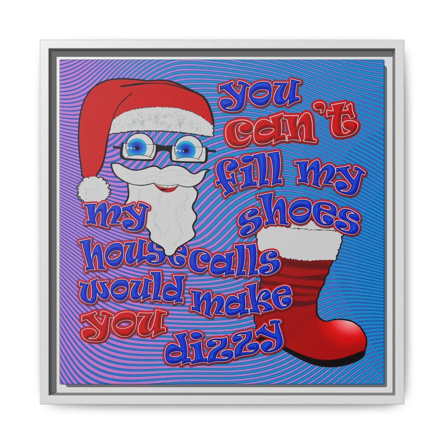 santa's shoes - framed canvas art (light blue-purple wave)