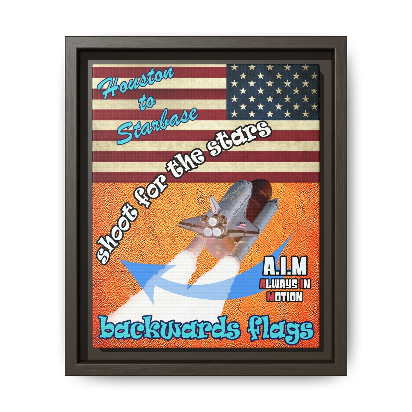shoot for the stars - framed canvas art (burnt orange)
