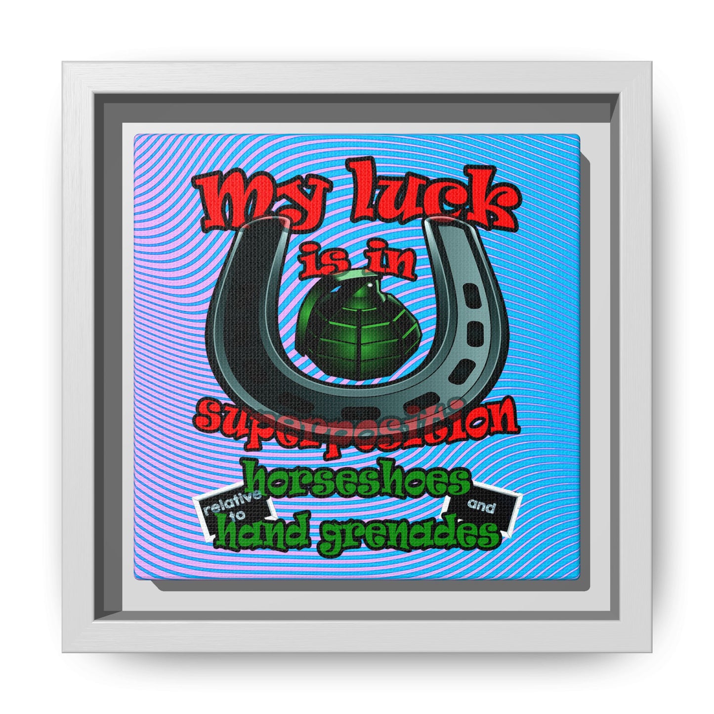 my luck - framed canvas art (light blue-purple wave)