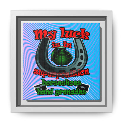 my luck - framed canvas art (light blue-purple wave)