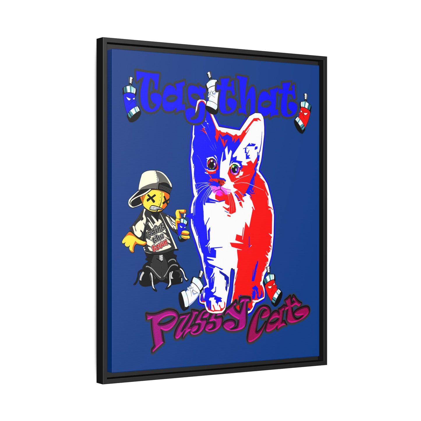 tag that - framed canvas art (dark blue)