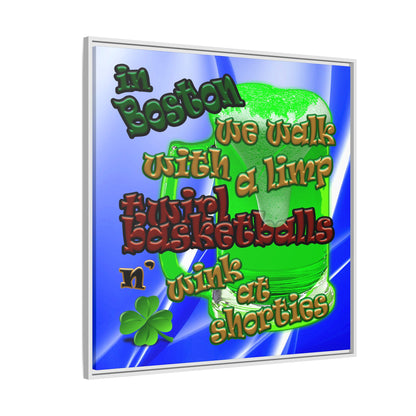 celtics logo - framed canvas art (blue-white wave)