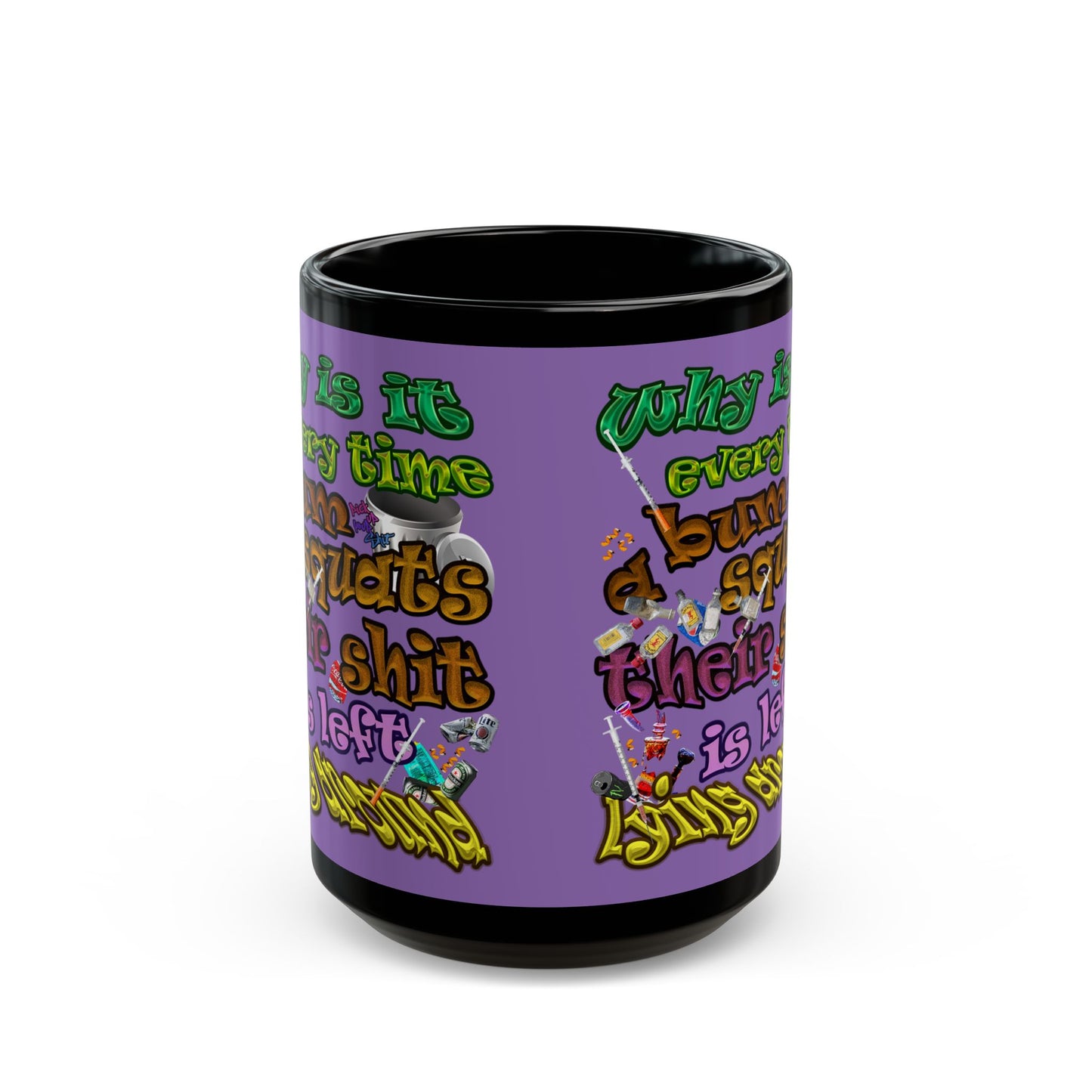 the bum's shit - Black Mug (light purple)