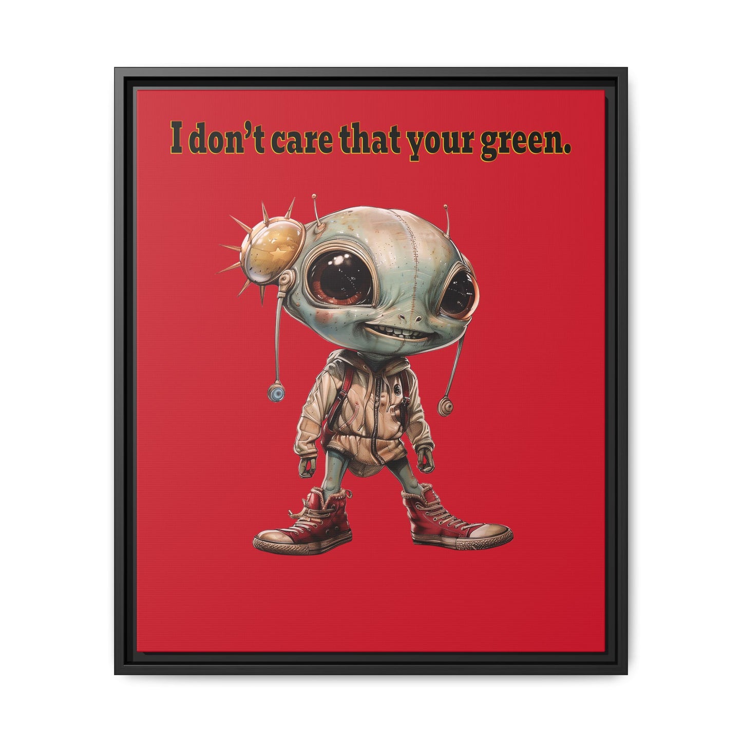 I don't care that your green - framed canvas art (dark red)
