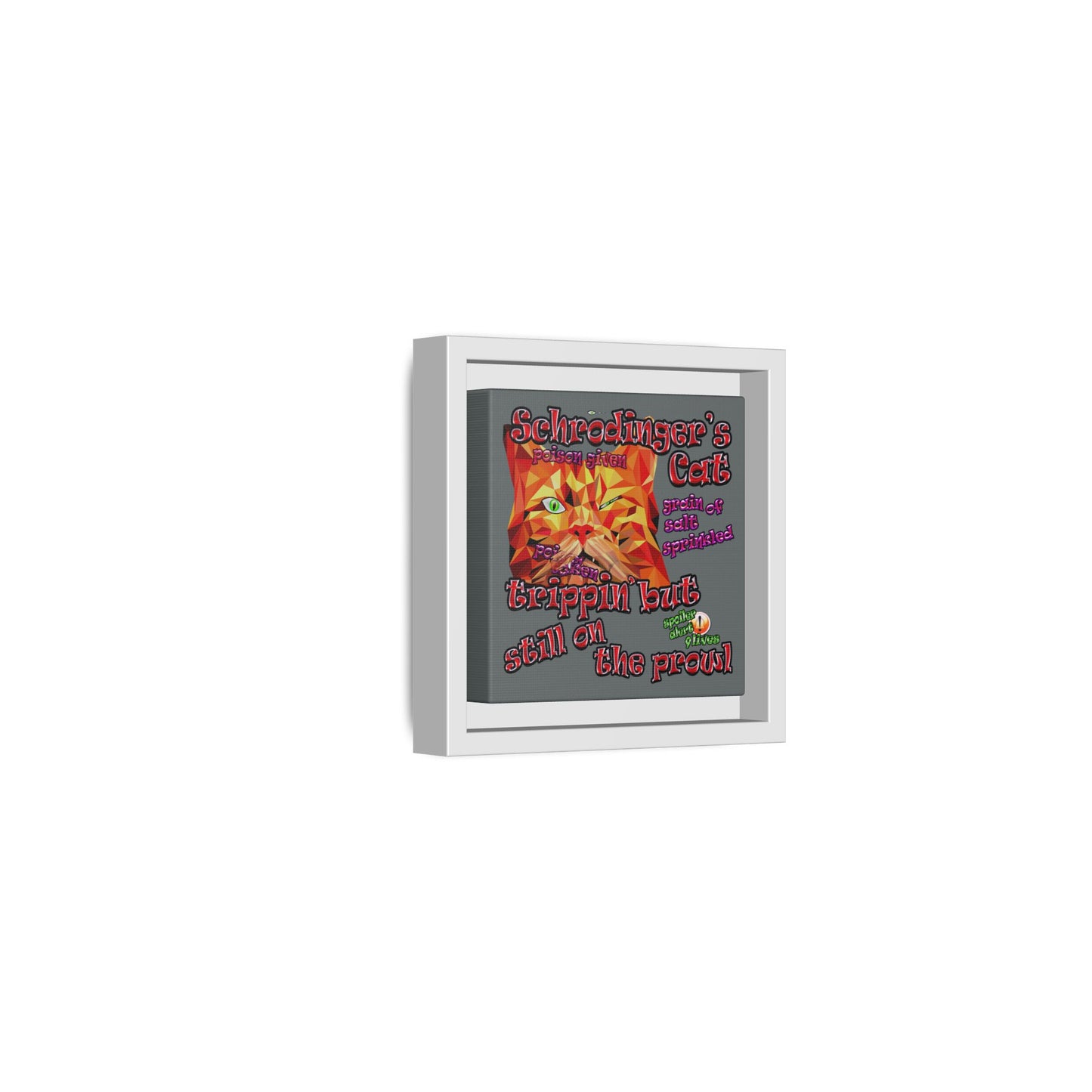 schrodinger's cat - framed canvas art (dark grey)
