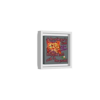 schrodinger's cat - framed canvas art (dark grey)