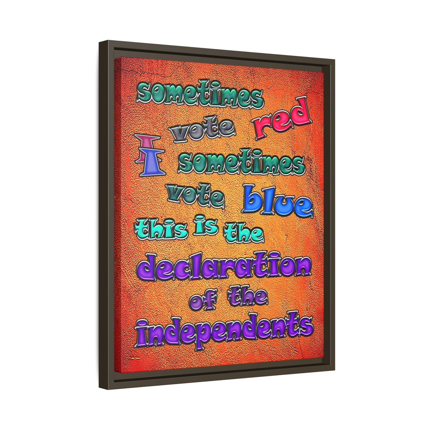 declaration of the independents - framed canvas art (burnt orange)
