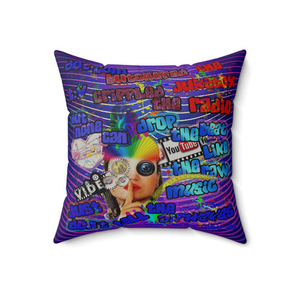 drop the beat - Faux Suede Square Pillow - (purple wave)