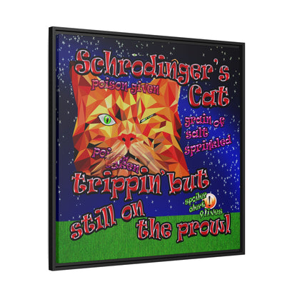 schrodinger's cat - framed canvas art ('snoops' background)