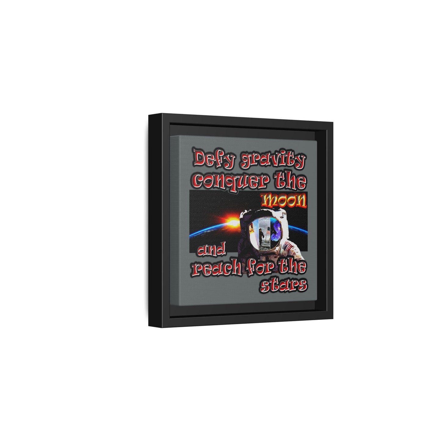 defy conquer reach - framed canvas art (dark grey)