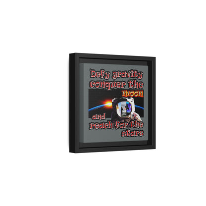 defy conquer reach - framed canvas art (dark grey)