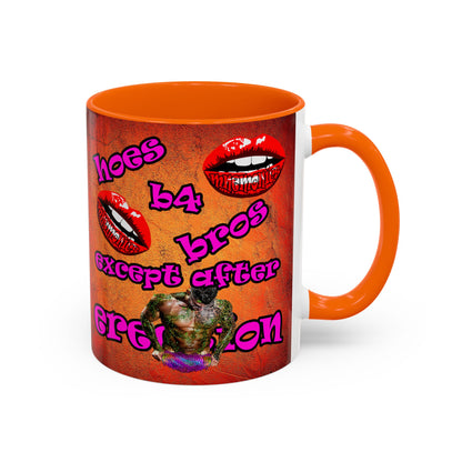 hoes b4 bros - Accent Mug (burnt orange)