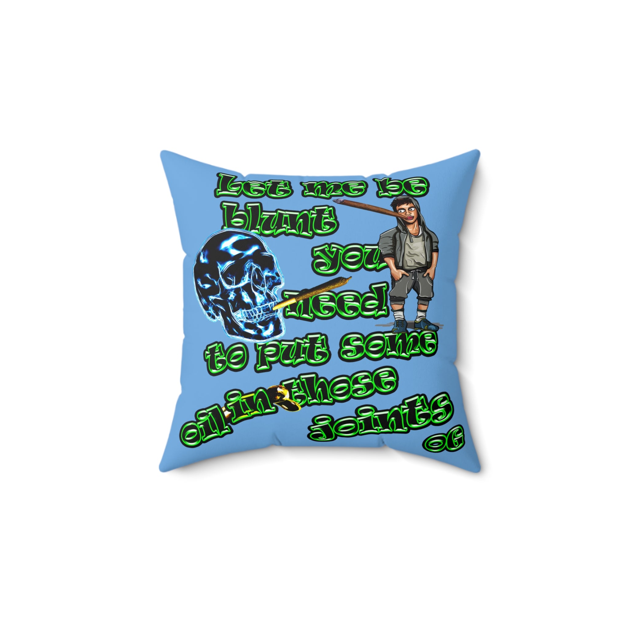 og - Spun Polyester Square Pillow - (light blue)