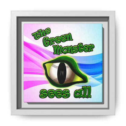 green monster - framed canvas art (light blue-pink wave)