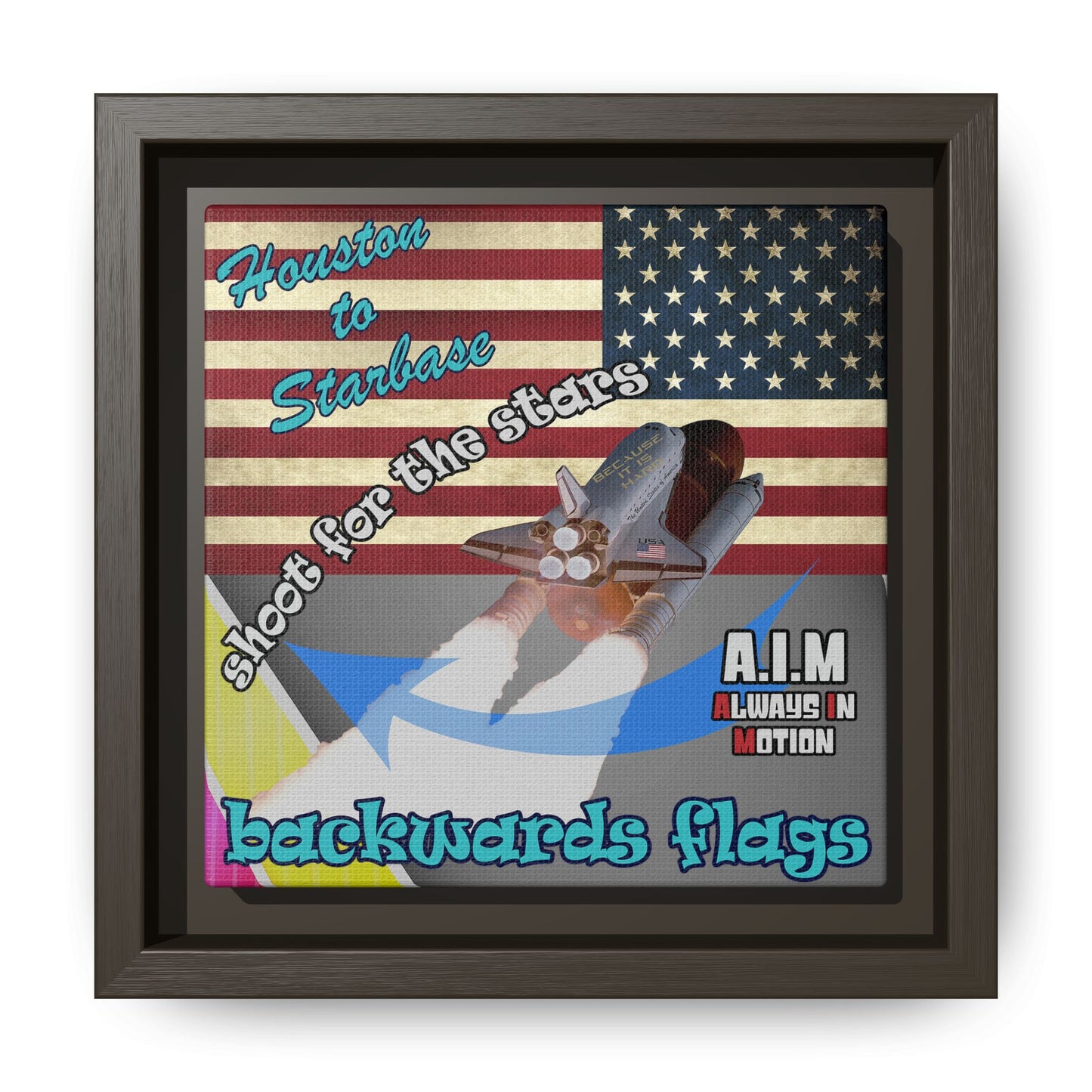 shoot for the stars - framed canvas art (rainbow split)