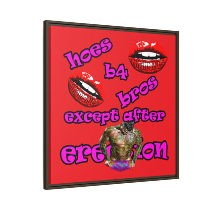 hoes b4 bros - framed canvas art (red)