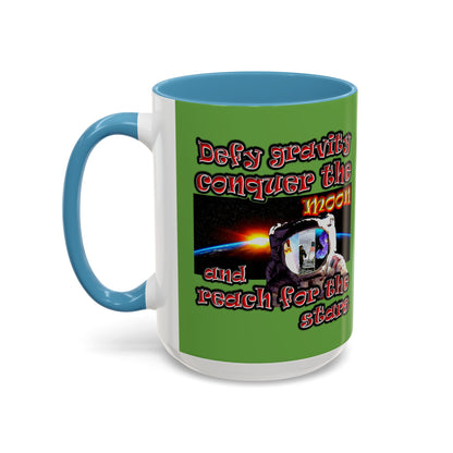 defy conquer reach - Accent Mug (green)