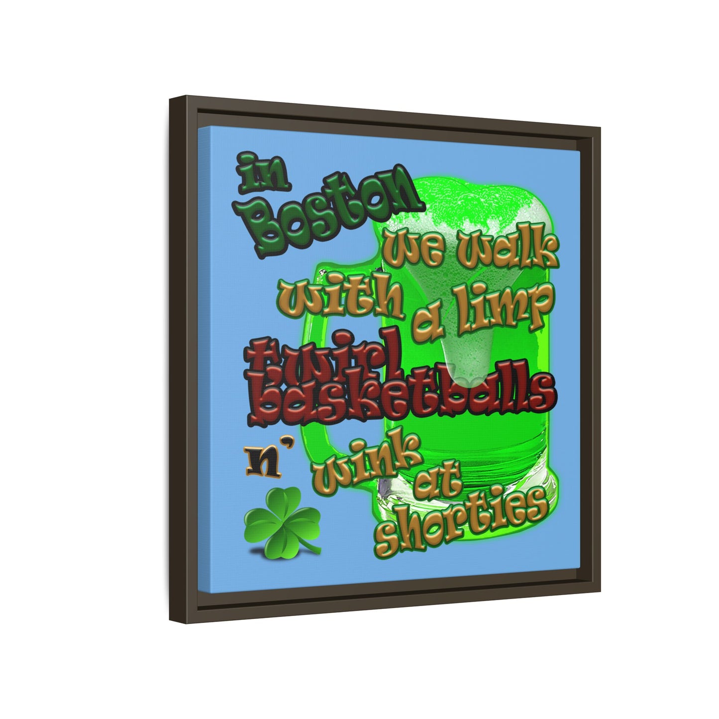 celtics logo - framed canvas art (light blue)