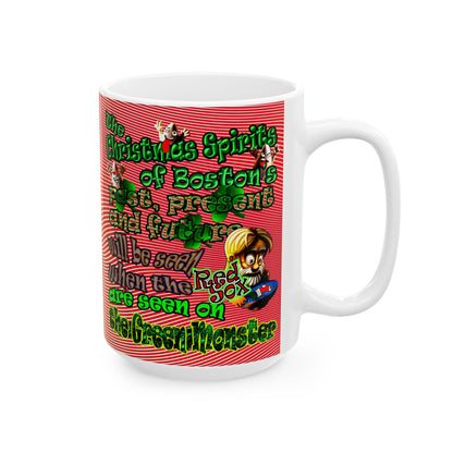 christmas spirits of boston - White Mug (yellow-orange wave)