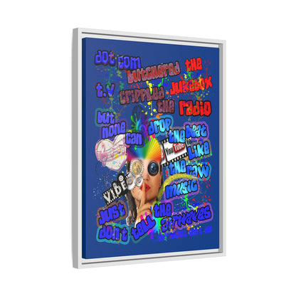 drop the beat - framed canvas art (dark blue)