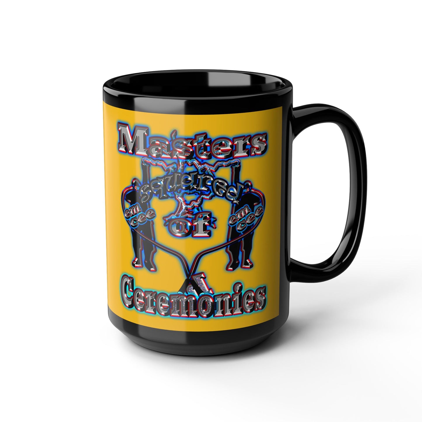 em cee squared - Black Mug (yellow)
