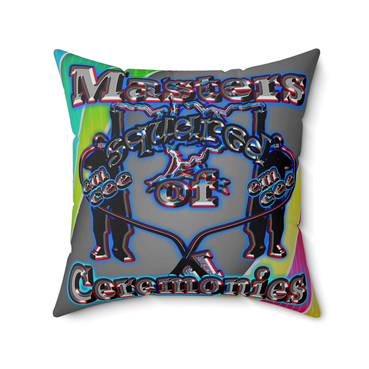 em cee squared - Spun Polyester Square Pillow - (rainbow split)