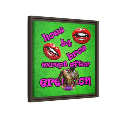 hoes b4 bros - framed canvas art (green turf)