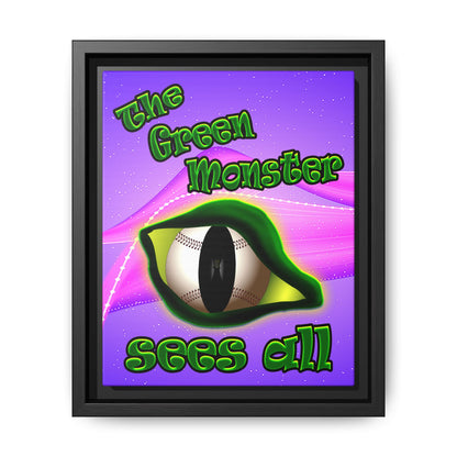 green monster - framed canvas art (purple-pink wave)