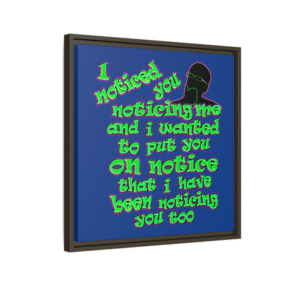 noticed you noticing - framed canvas art (dark blue)