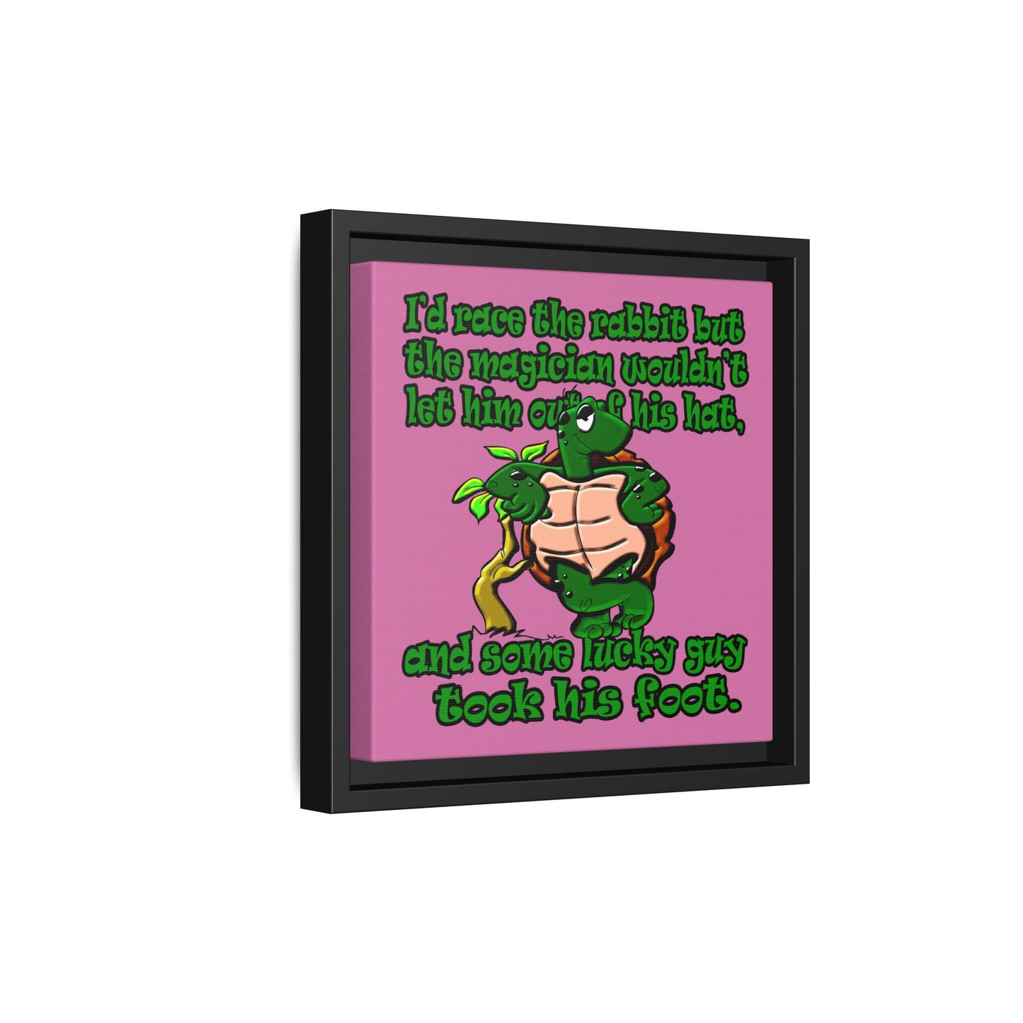 turtle race - framed canvas art (light pink)