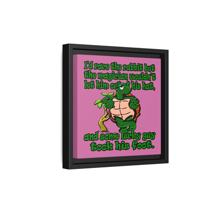 turtle race - framed canvas art (light pink)