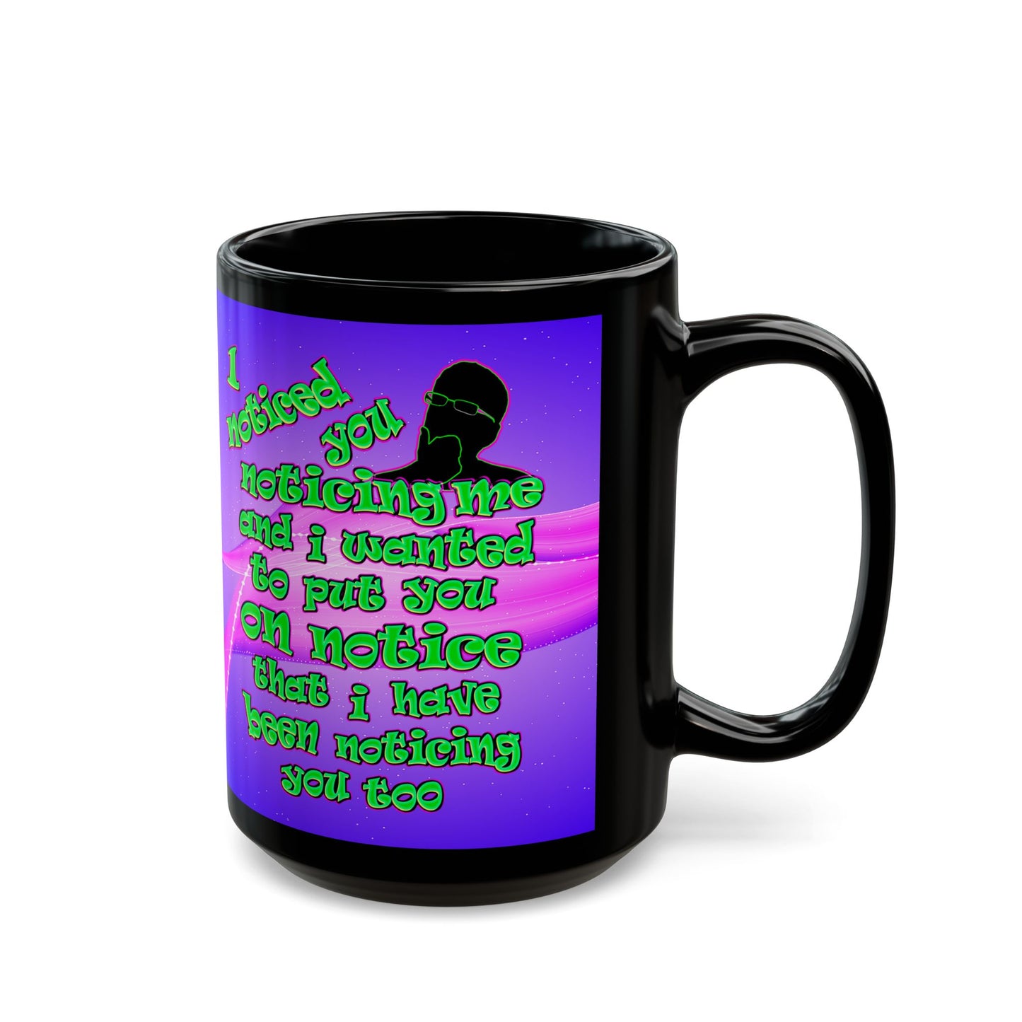noticed you noticing - Black Mug (purple-pink wave)