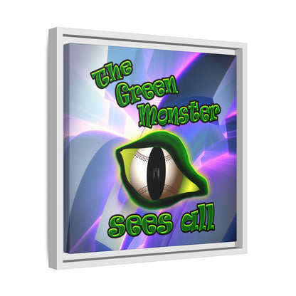 green monster - framed canvas art (grey-pink wave)