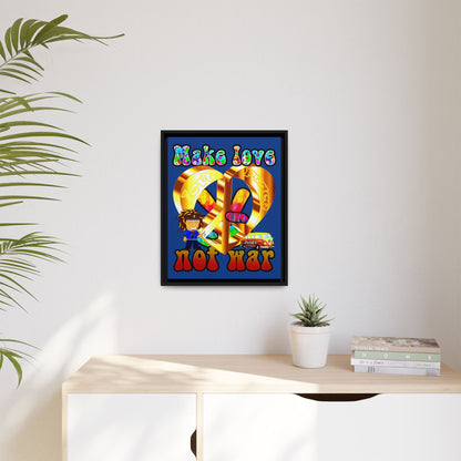 love peace - framed canvas art (dark blue)