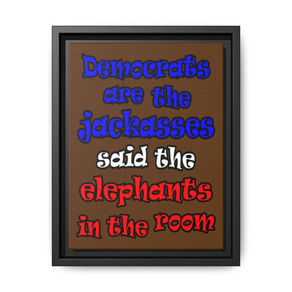 donkeys and elephants - framed canvas art (brown)