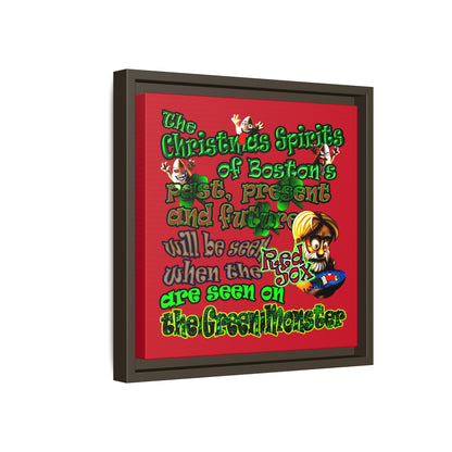 christmas spirits of boston - framed canvas art (dark red)