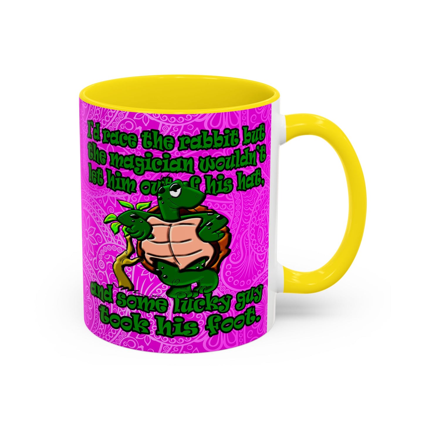 turtle race - Accent Mug (pink swirl)