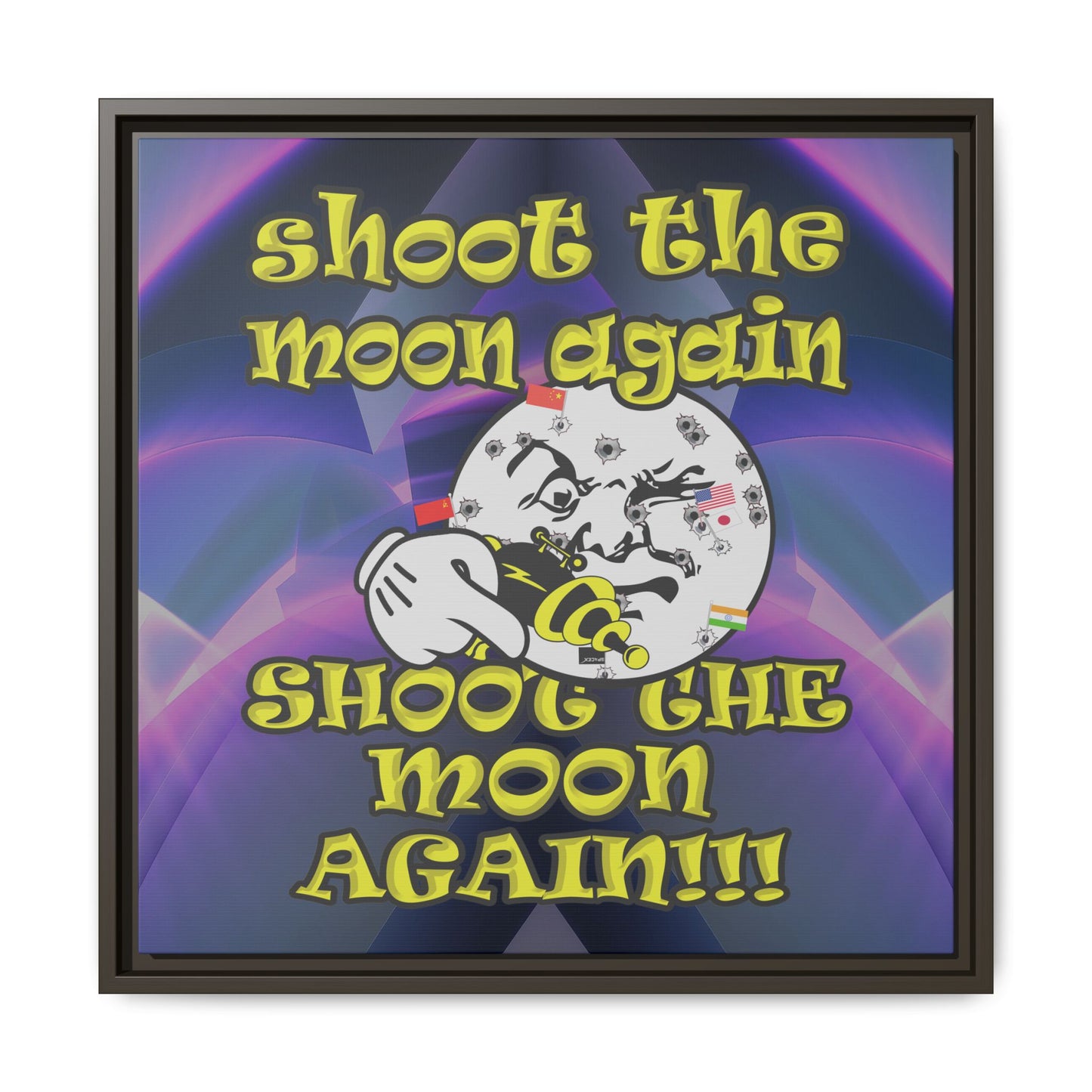 shoot the moon again - framed canvas art (grey-pink wave)