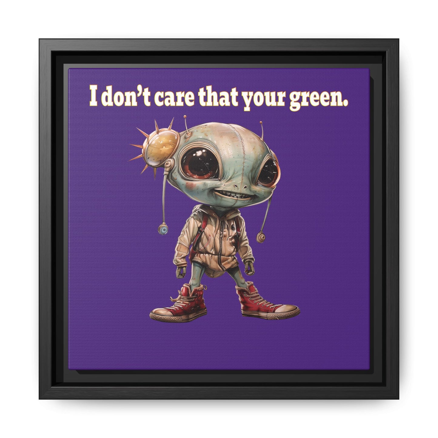 I don't care that your green - framed canvas art (purple)