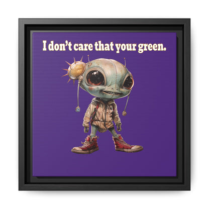 I don't care that your green - framed canvas art (purple)