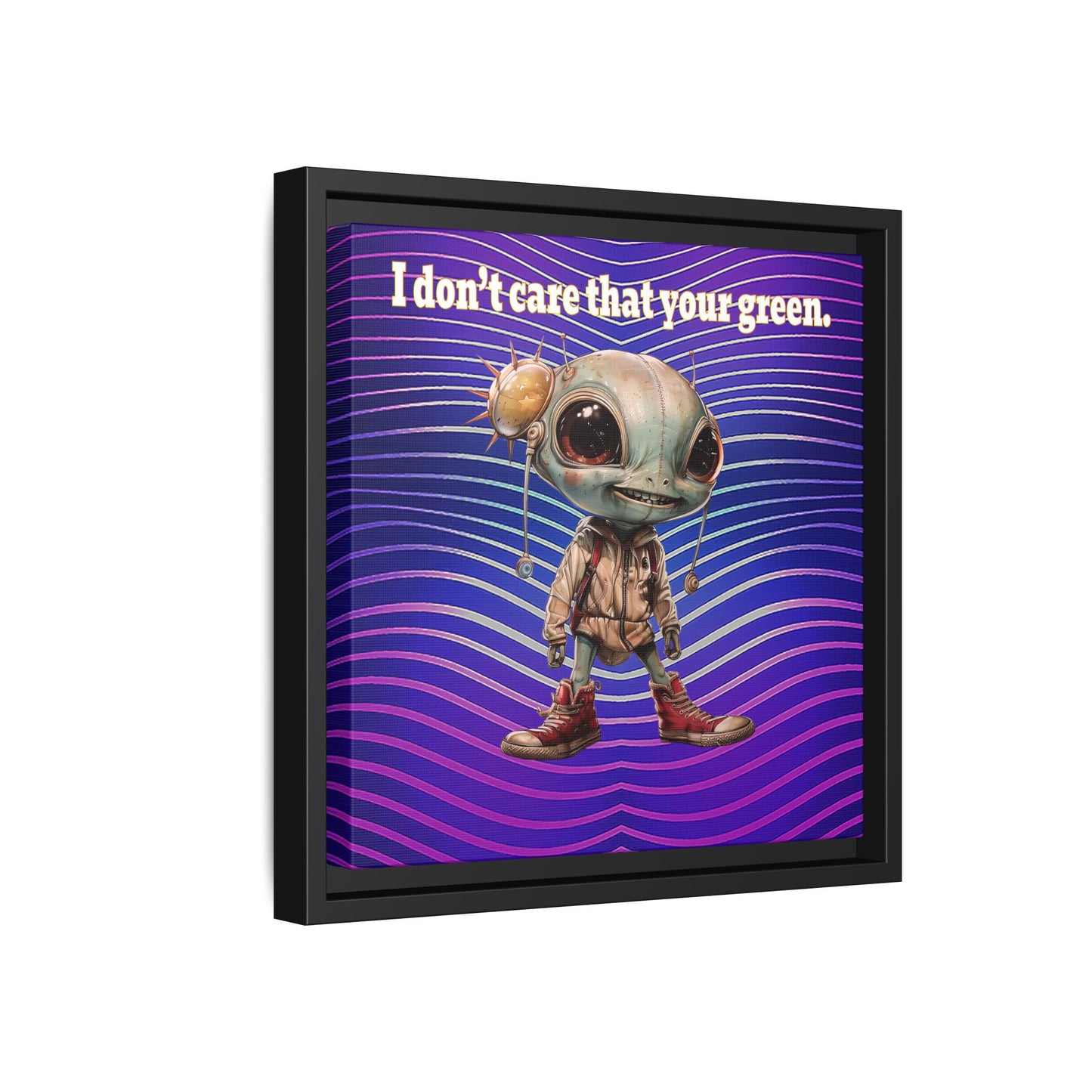 I don't care that your green - framed canvas art (purple wave)
