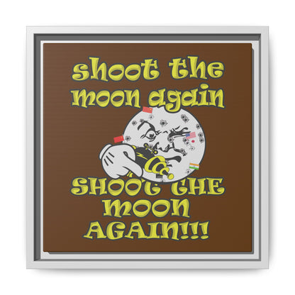shoot the moon again - framed canvas art (brown)