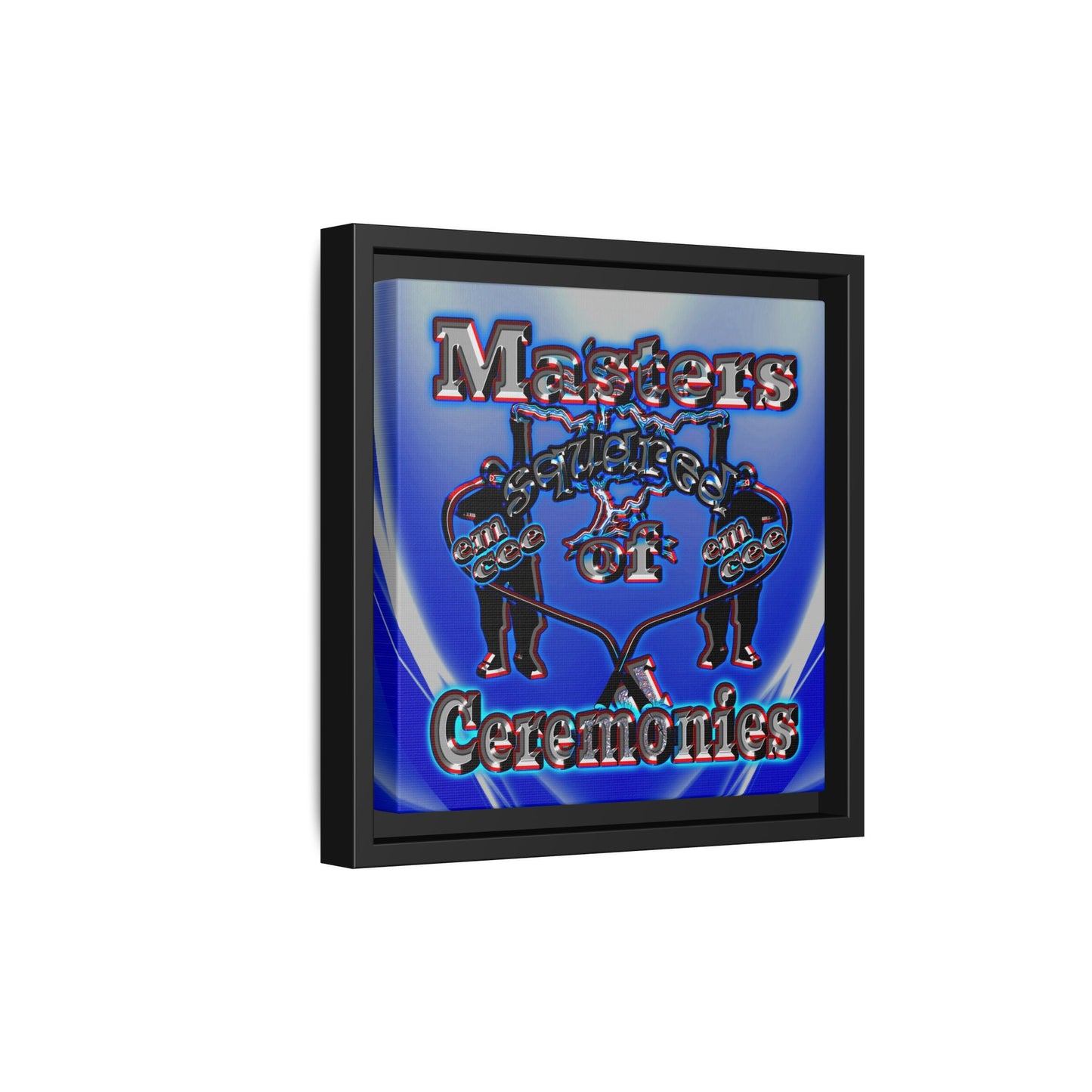 em cee squared - framed canvas art (blue-white wave)