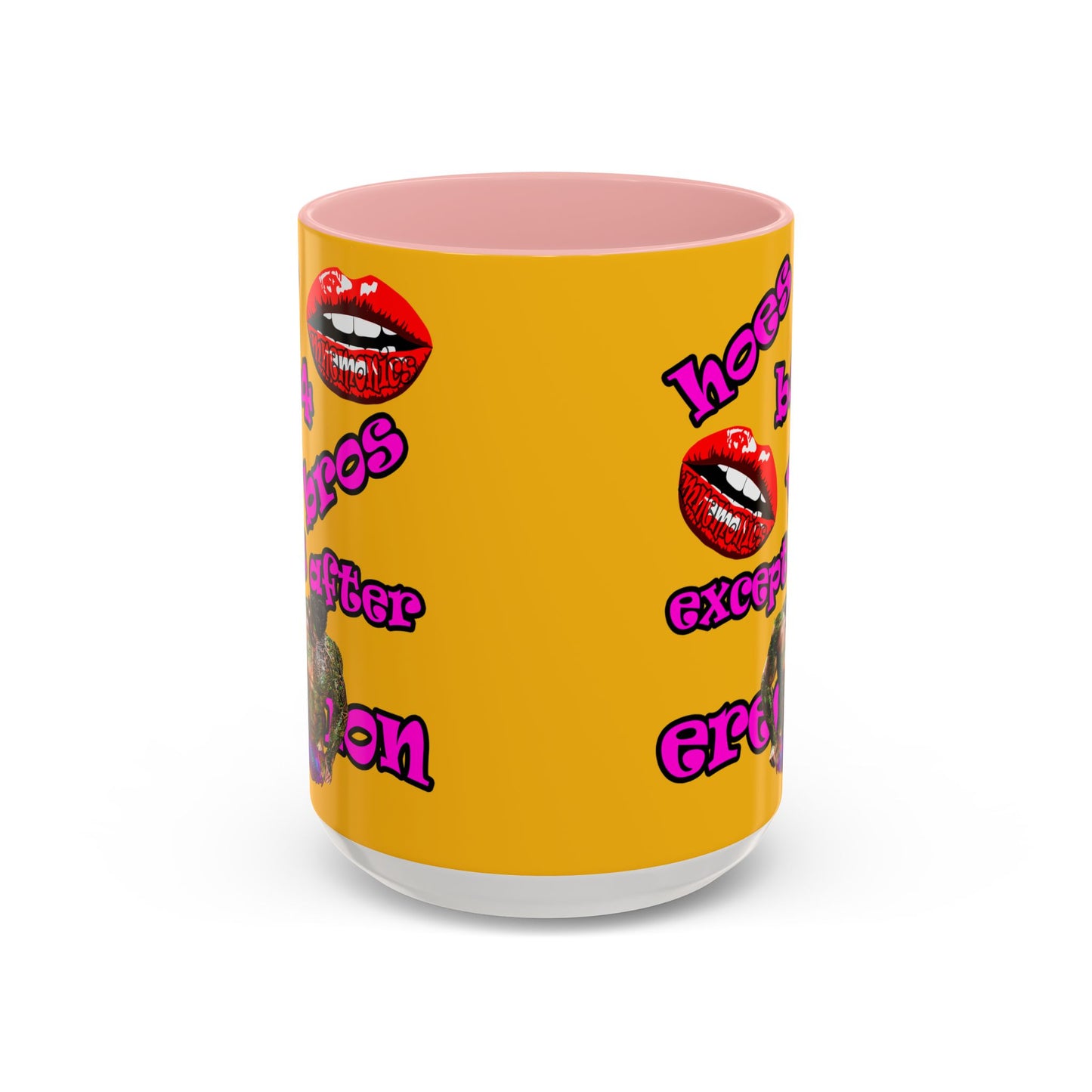 hoes b4 bros - Accent Mug (yellow)