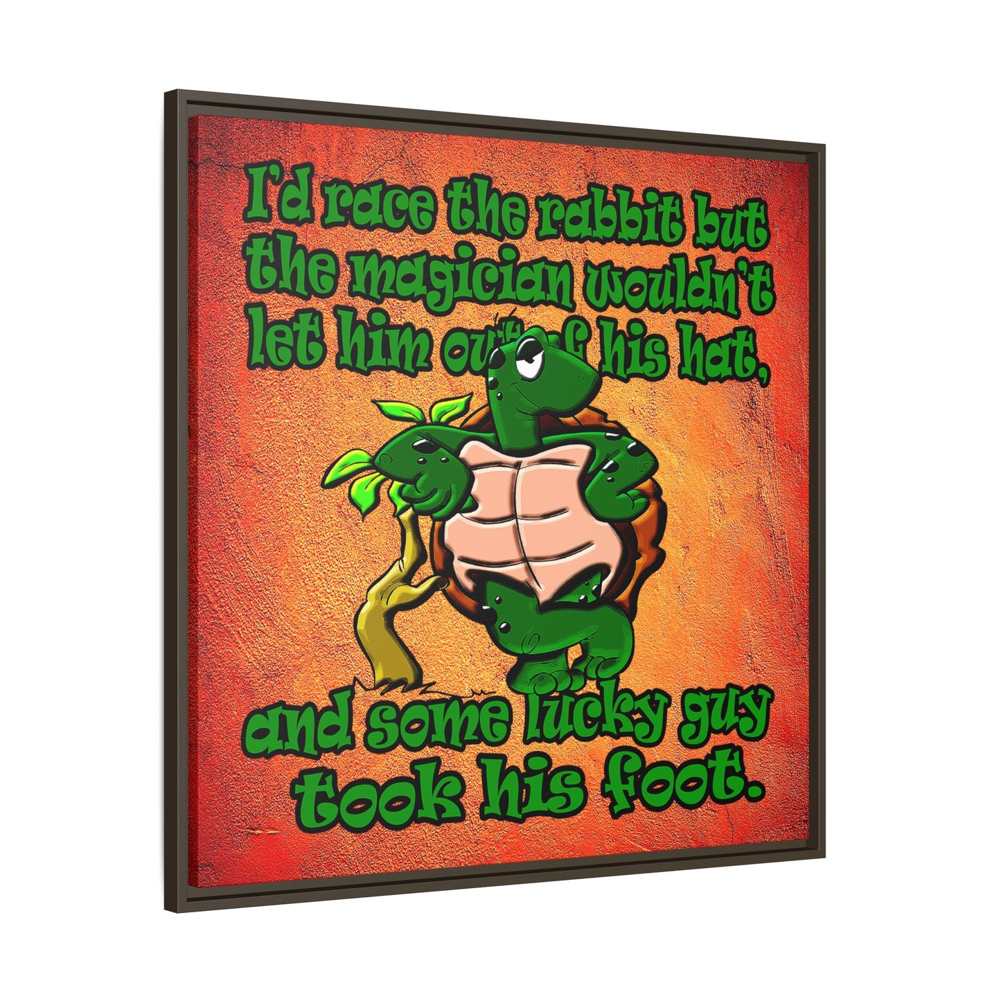 turtle race - framed canvas art (burnt orange)